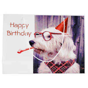 Sacola Para Presentes Grande Feliz Aniversário Feliz Cachorro Bonito Celebrand