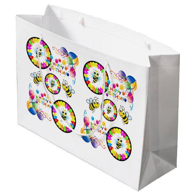 Sacola Para Presentes Grande Feliz Aniversário Gift Bag Bumblebee (Verso inclinado)