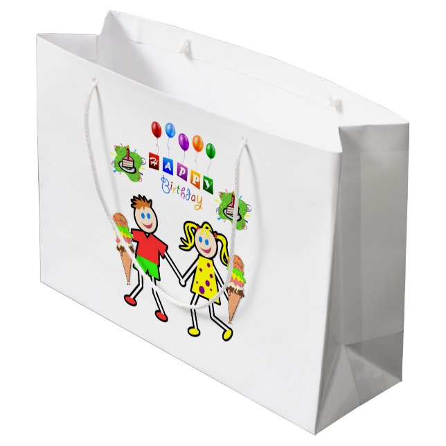 Sacola Para Presentes Grande Feliz Aniversário Gift Bag Twin (Verso inclinado)