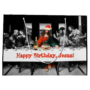 Sacola Para Presentes Grande Feliz aniversario, Jesus! Natal engraçado