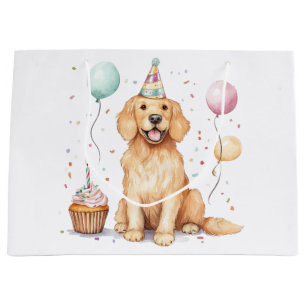 Sacola Para Presentes Grande Feliz aniversário - Ouro de varejo