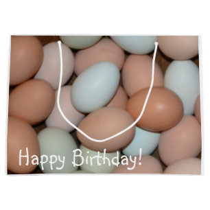 Sacola Para Presentes Grande Feliz Aniversário Ovos de Galinha Coloridos