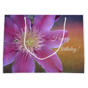 Sacola Para Presentes Grande Feliz Aniversário Pink Clematis