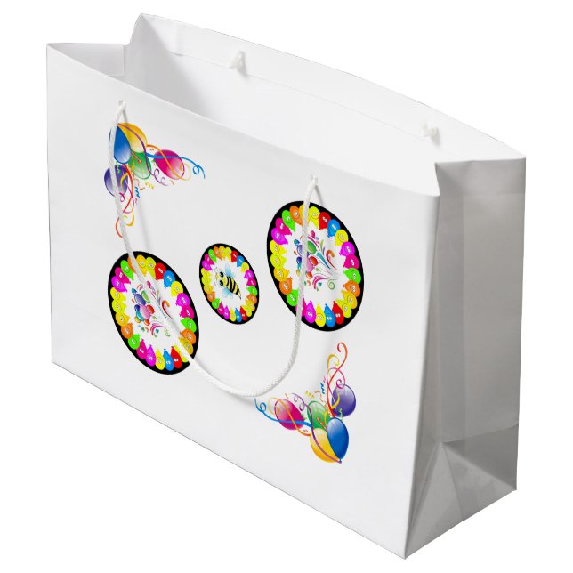 Sacola Para Presentes Grande Feliz Aniversário Presente Bag Balões Bumblebee (Verso inclinado)