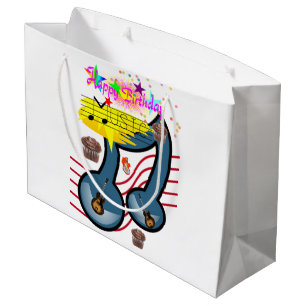 Sacola Para Presentes Grande Feliz Aniversário Presente Presente Bag Músico Vio