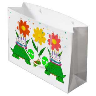 Sacola Para Presentes Grande Feliz Aniversário Presente Tartarugas