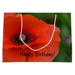 Sacola Para Presentes Grande Feliz Aniversário Vermelho