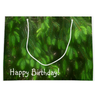Sacola Para Presentes Grande Feliz Aniversário Woodsy Pine Boughes