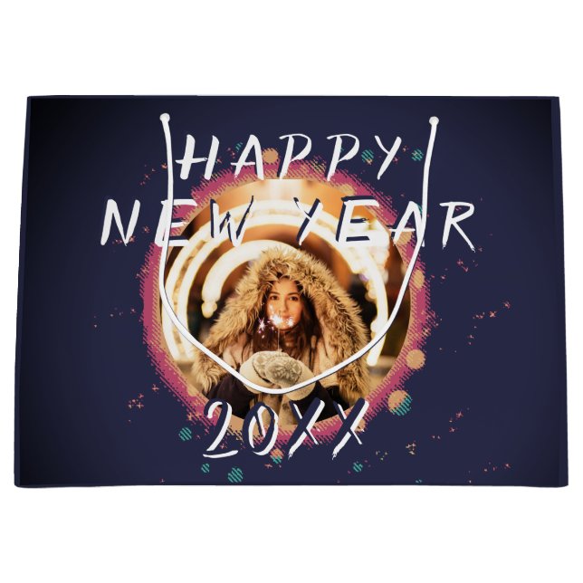 Sacola Para Presentes Grande Feliz ano novo moderno 2023 Foto (Frente)