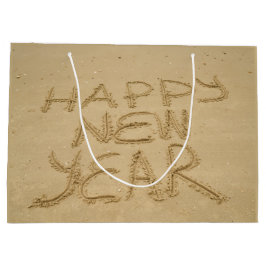 Sacola Para Presentes Grande Feliz ano novo na areia