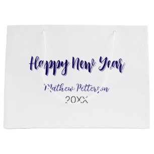 Sacola Para Presentes Grande Feliz ano novo roxo adicionar nome preto ano simpl