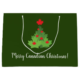Sacola Para Presentes Grande Feliz canadense Maple Leaf Flag Christmas