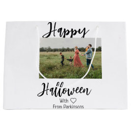 Sacola Para Presentes Grande Feliz Dia das Bruxas adiciona o nome da família a 