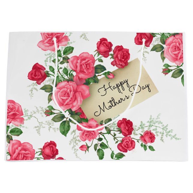 Sacola Para Presentes Grande Feliz Dia das Mães (Frente)