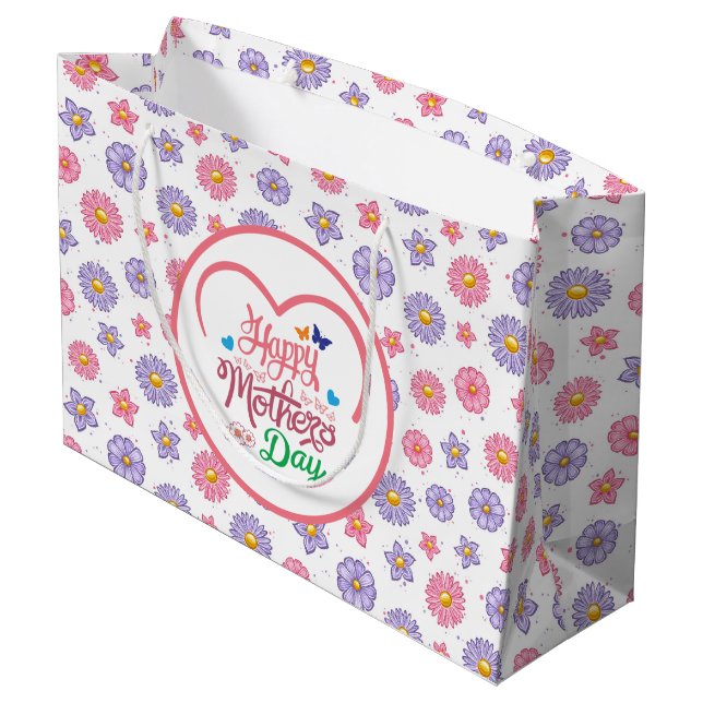Sacola Para Presentes Grande Feliz Dia das Mães  (Verso inclinado)