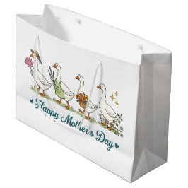 Sacola Para Presentes Grande Feliz Dia das Mães gansos 
