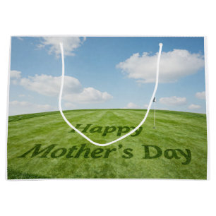Sacola Para Presentes Grande Feliz Dia das Mães no campo de golfe