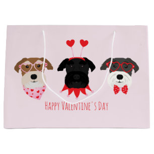 Sacola Para Presentes Grande Feliz Dia dos Namorados Cães Schnauzer