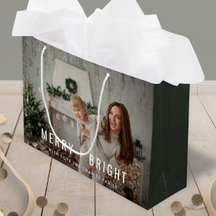 Sacola Para Presentes Grande Feliz e Brilho Foto de Natal de Na moda moderno
