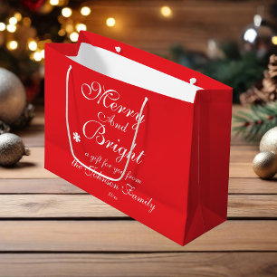 Sacola Para Presentes Grande Feliz E Letra Brilhante Nome Chic Red Christmas