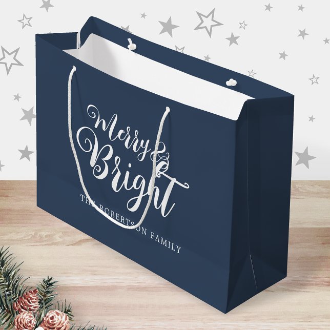 Sacola Para Presentes Grande Feliz e Natal brilhante (Criador carregado)