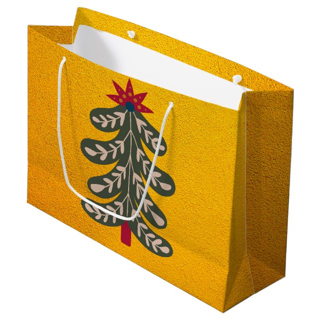 Sacola Para Presentes Grande feliz e Natal brilhante (Frente inclinada)