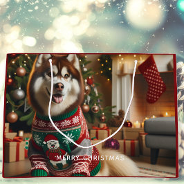 Sacola Para Presentes Grande Feliz Foto de Natal