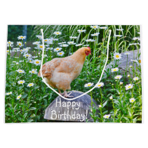Sacola Para Presentes Grande Feliz Frango De Aniversário Com Disias