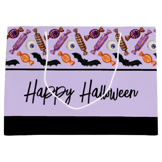 Sacola Para Presentes Grande Feliz Halloween Candy Tenta Roxo Grande Saco De Pr (Frente)