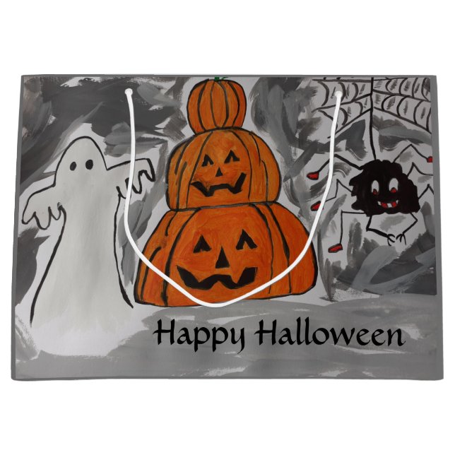 Sacola Para Presentes Grande Feliz Halloween Gift Bag (Frente)