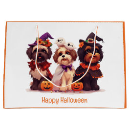 Sacola Para Presentes Grande Feliz Halloween Shih Tzu Dogs