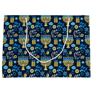 Sacola Para Presentes Grande Feliz Hanukkah Gift Bag