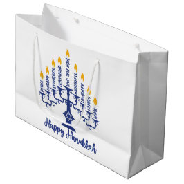 Sacola Para Presentes Grande Feliz Hanukkah Menorah