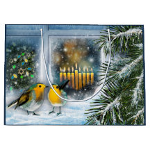 Feliz Hanukkah. Pintura da cena do inverno