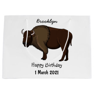 Sacola Para Presentes Grande Feliz ilustração de búfalo bisonte americano