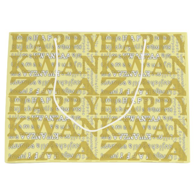 Sacola Para Presentes Grande Feliz Kwanzaa (Frente)