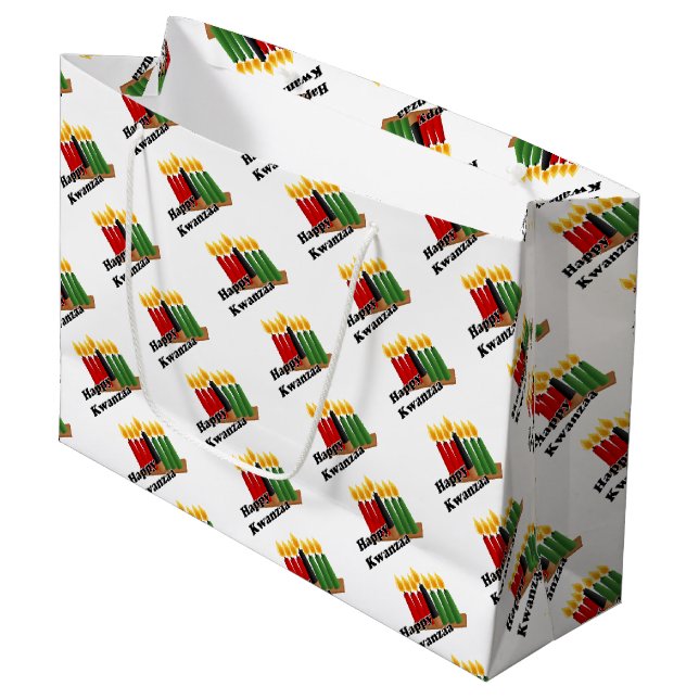 Sacola Para Presentes Grande Feliz Kwanzaa (Frente inclinada)