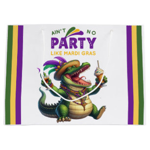 Sacola Para Presentes Grande Feliz Mardi Gras Alligator