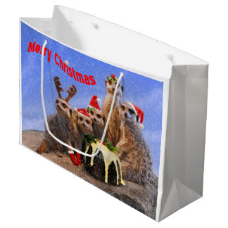 Sacola Para Presentes Grande Feliz Meerkats Large Gift Bag