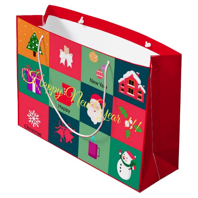 Sacola Para Presentes Grande Feliz Natal (Verso inclinado)