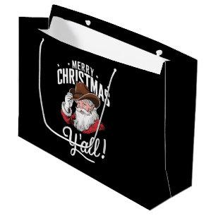Sacola Para Presentes Grande Feliz Natal a Todos Cowboy Country Papai Noel