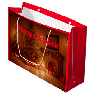 Sacola Para Presentes Grande Feliz Natal. Árvore de Natal com Presentes