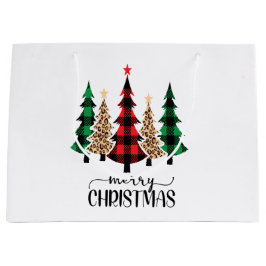 Sacola Para Presentes Grande Feliz Natal Árvores Xadrez Vermelho Verde
