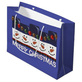 Sacola Para Presentes Grande Feliz Natal Bonecos de Neve