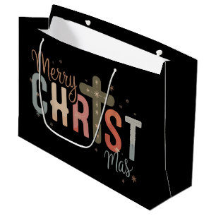 Sacola Para Presentes Grande Feliz Natal Cruz Religiosa Família Cristã
