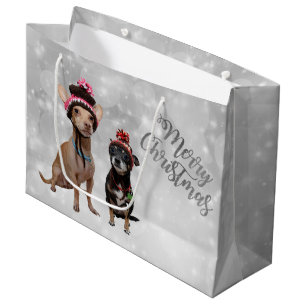Sacola Para Presentes Grande Feliz Natal da chihuahua