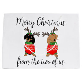 Sacola Para Presentes Grande Feliz Natal Dois Dachshances Desenterrados