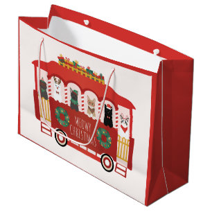 Sacola Para Presentes Grande Feliz Natal dos Gatos