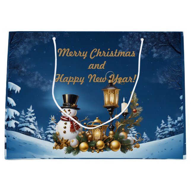 Sacola Para Presentes Grande Feliz Natal e Feliz ano novo! (Frente)