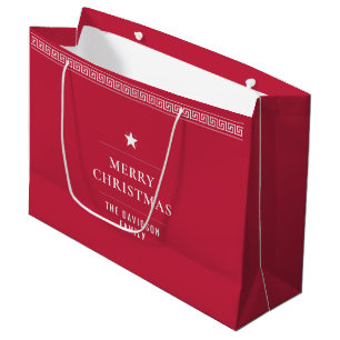 Sacola Para Presentes Grande Feliz Natal Elegante, moderno, medroso grego verme